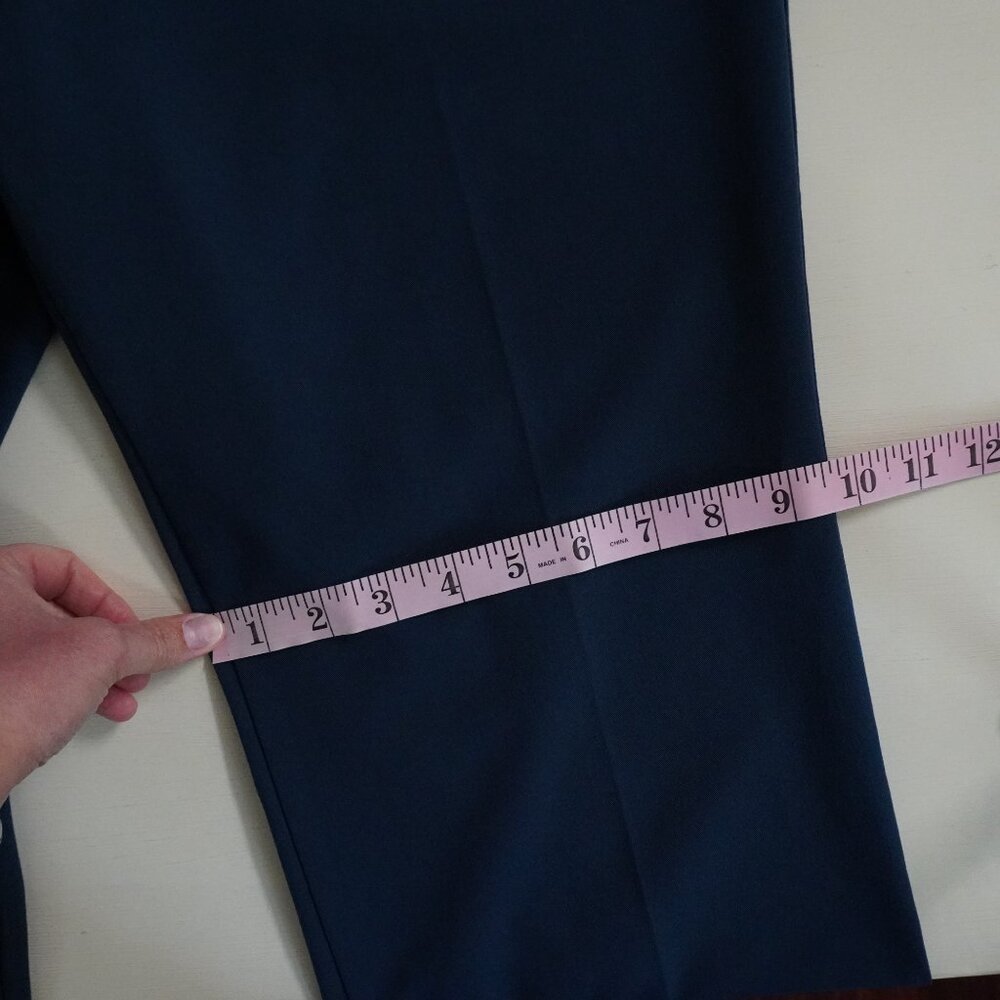 Worthington Navy Blue Trouser Pants 12P Petite Wide Straight Leg Workwear - Picture 8 of 11